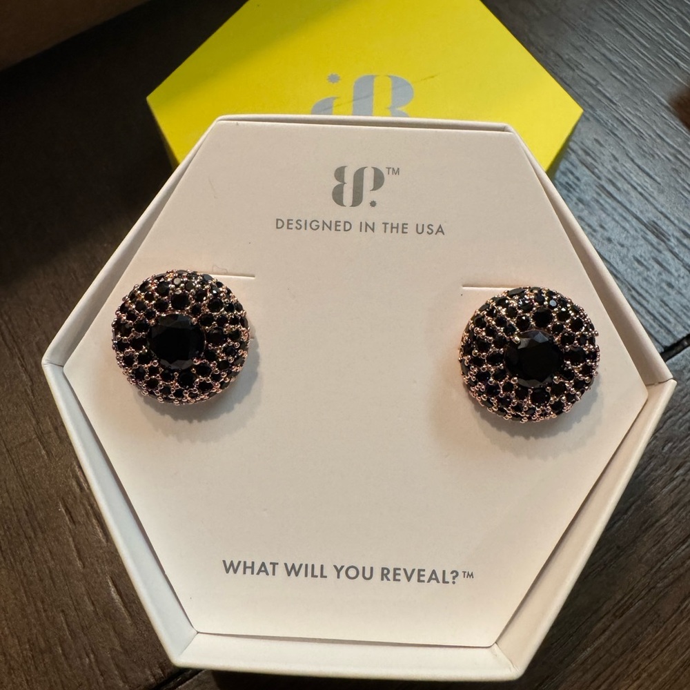 Intricate Black and Silver Stud Earrings